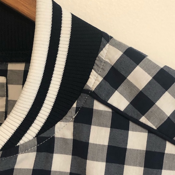 NWOT Merona Gingham Bomber Jacket - Picture 1 of 9